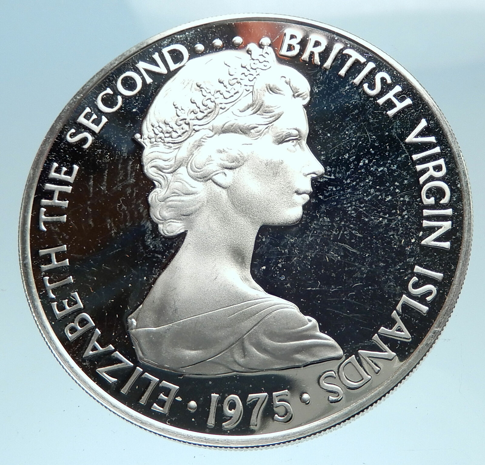 1975 Proof British Virgin Islands Queen Elizabeth II Proof Silver Coin i78273