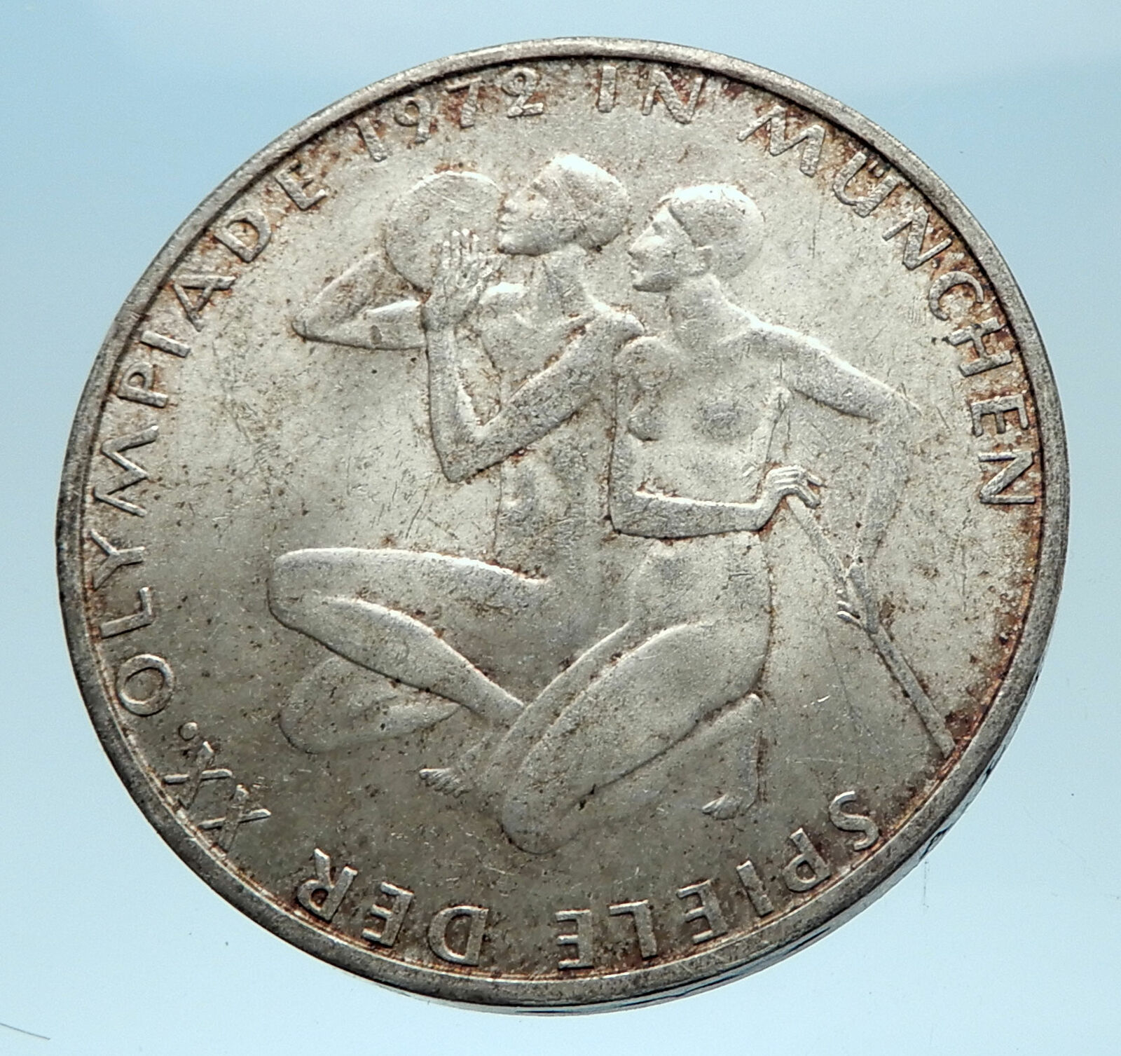 1972 Germany Munich Summer Olympics XX ATHLETES on 10 Mark Silver Coin i77931