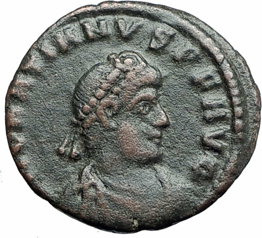 GRATIAN 367AD Authentic Ancient Roman Coin CHRISTIAN CHI-RHO Labarum i80180