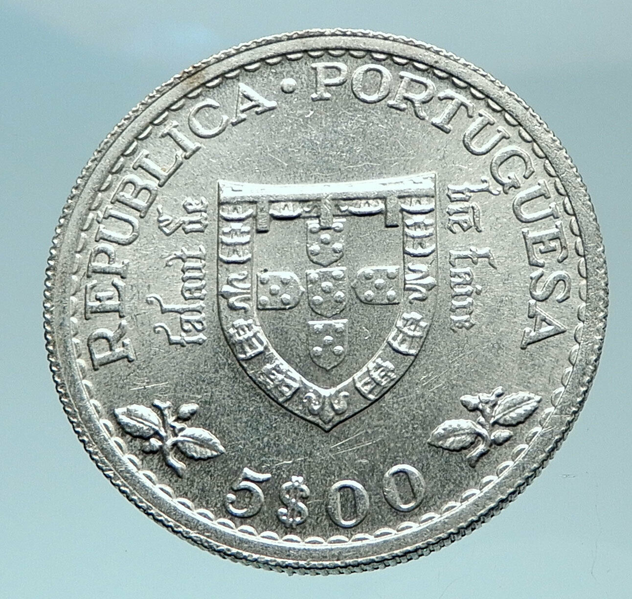 1960 PORTUGAL Prince Henry the Navigator Genuine Silver 5 Escudos Coin i78955