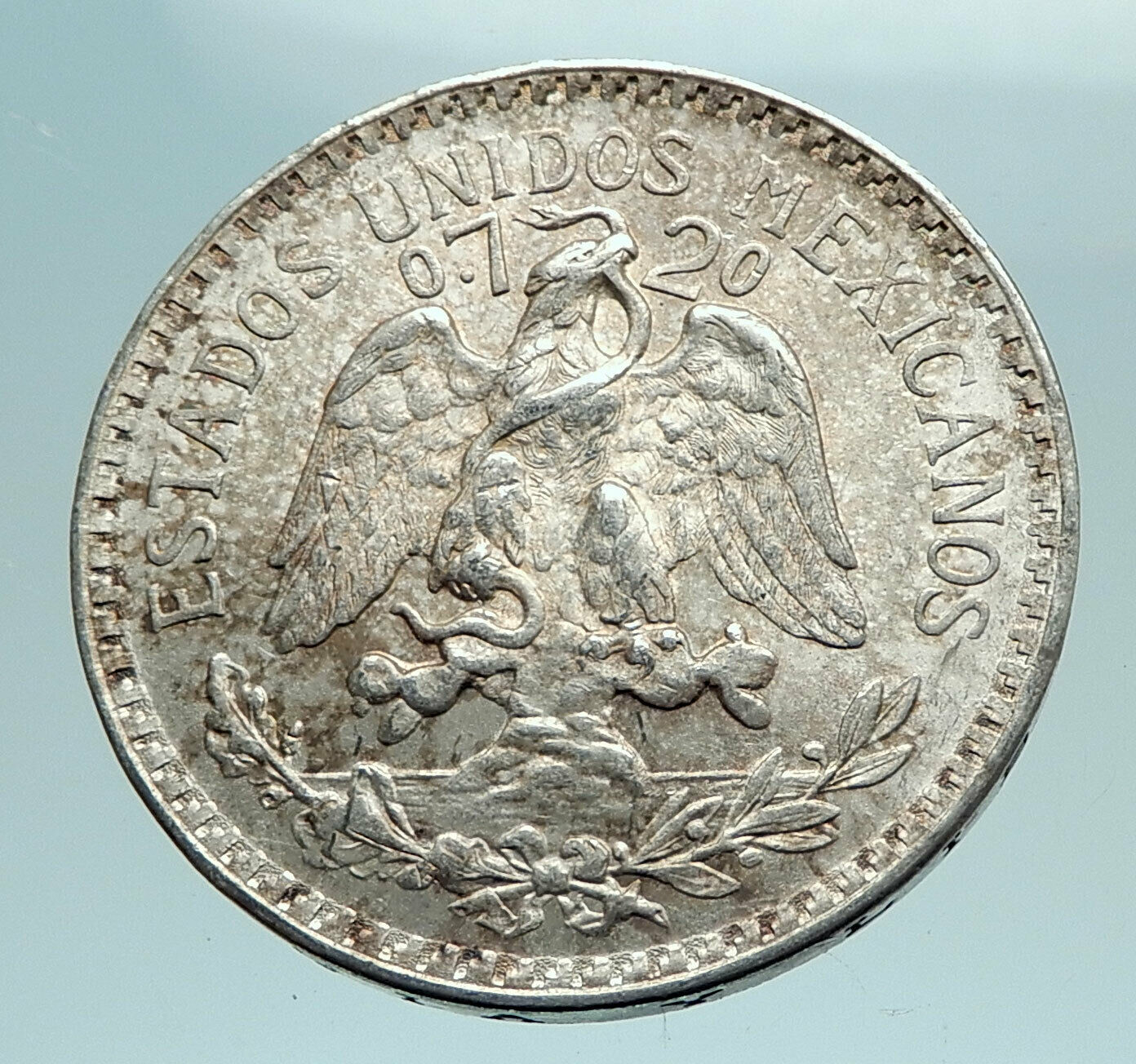 1944 MEXICO City EAGLE CACTUS SERPENT Silver 50 Centavos Mexican Coin i79552