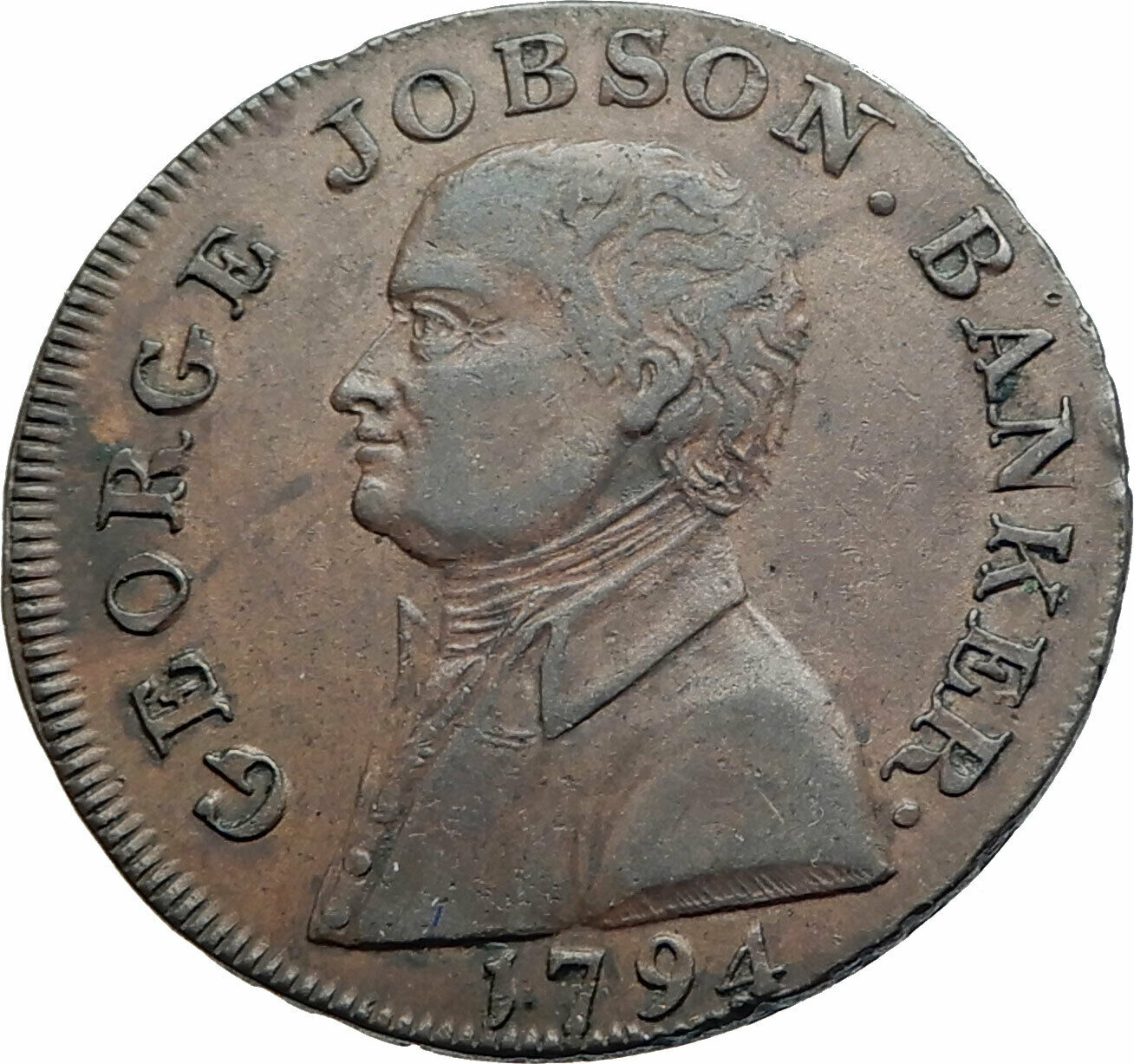 1794 ENGLAND Northampton Conder Token Coin GEORGE JOBSON BANKER & CASTLE i80289