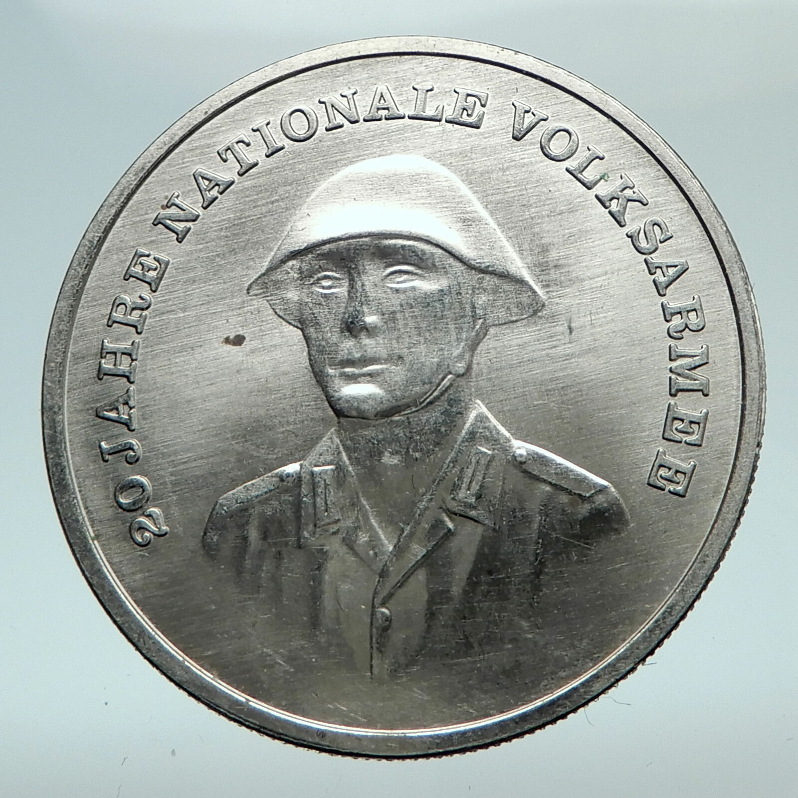 1976A GERMANY 20th Anniversary National People's Army 10 Mark Silver Coin i80091