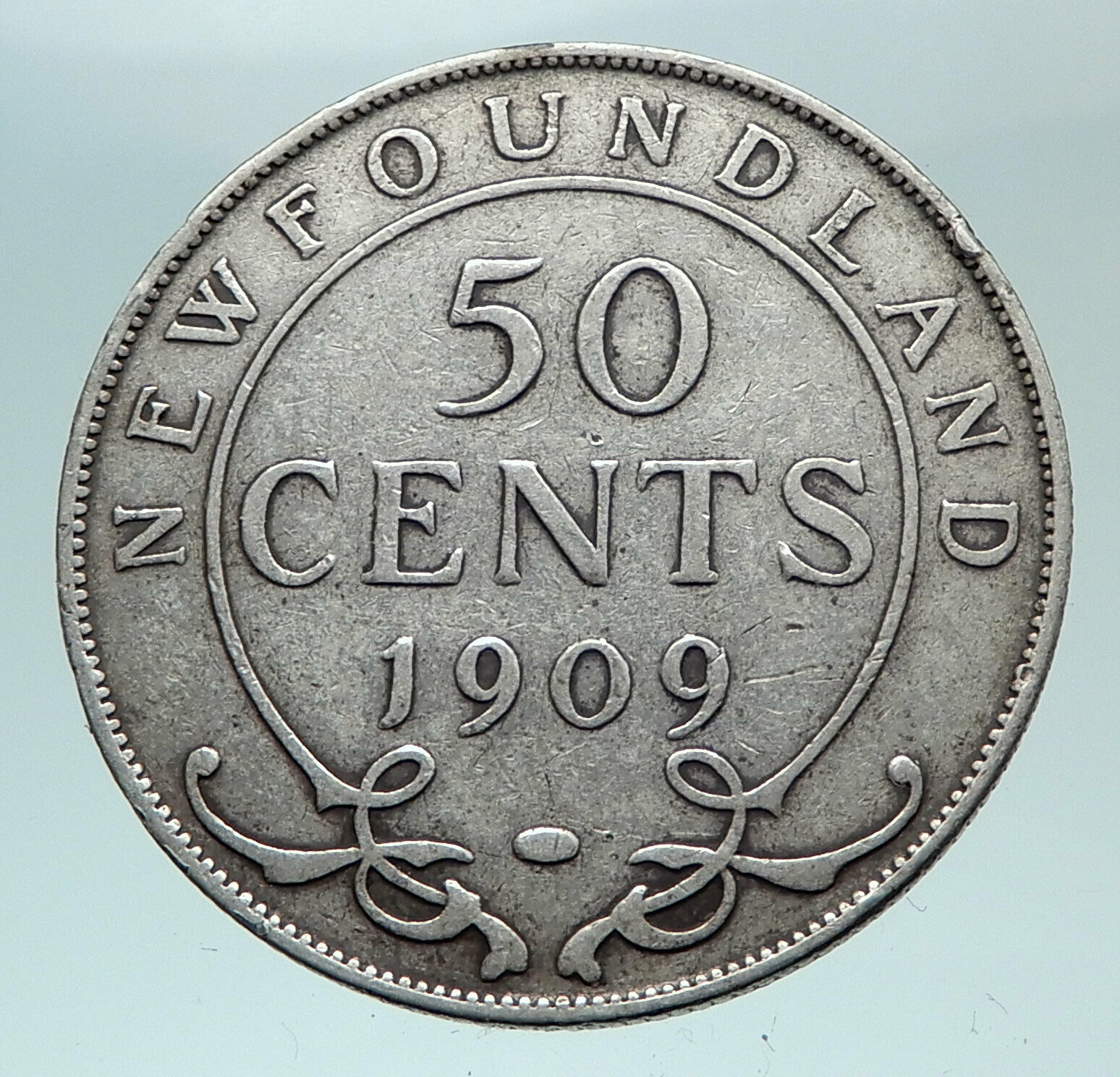 1909 CANADA Newfoundland Antique Silver 50 Cents Coin UK King Edward VII i80982