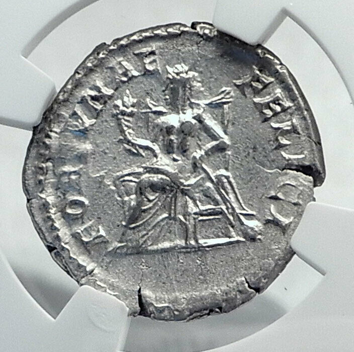 JULIA DOMNA Authentic Ancient 207AD Rome Silver Roman Coin FORTUNA NGC i81539