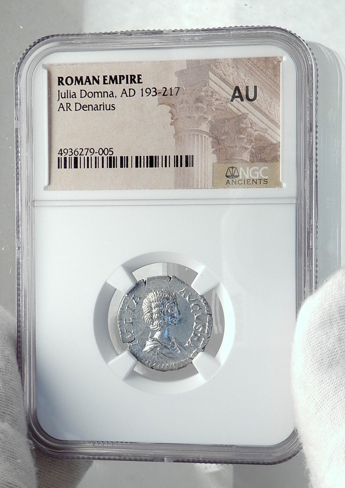 JULIA DOMNA Authentic Ancient 207AD Rome Silver Roman Coin FORTUNA NGC i81539