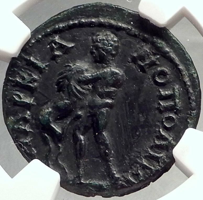 SEPTIMIUS SEVERUS Ancient Marcianopolis Roman Coin HERCULES LEO LION NGC i68766