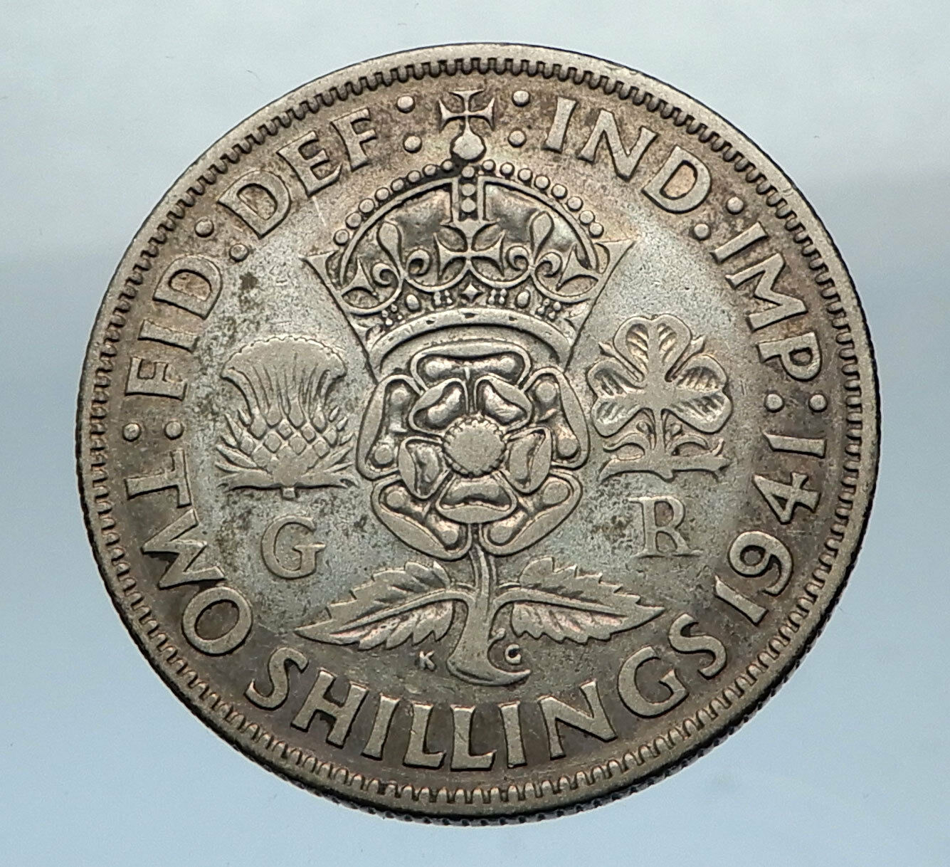 1941 United Kingdom Great Britain GEORGE VI Silver Florin 2Shillings Coin i66844