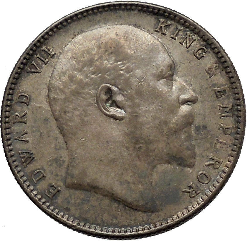 1906 King EDWARD VII of United Kingdom EMPEROR British INDIA Silver Coin i45276