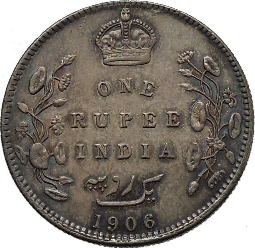 1906 King EDWARD VII of United Kingdom EMPEROR British INDIA Silver Coin i45276