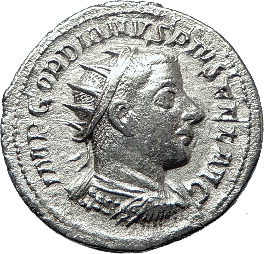 GORDIAN III with globe 242AD Rome Authentic Ancient Silver Roman Coin i70185