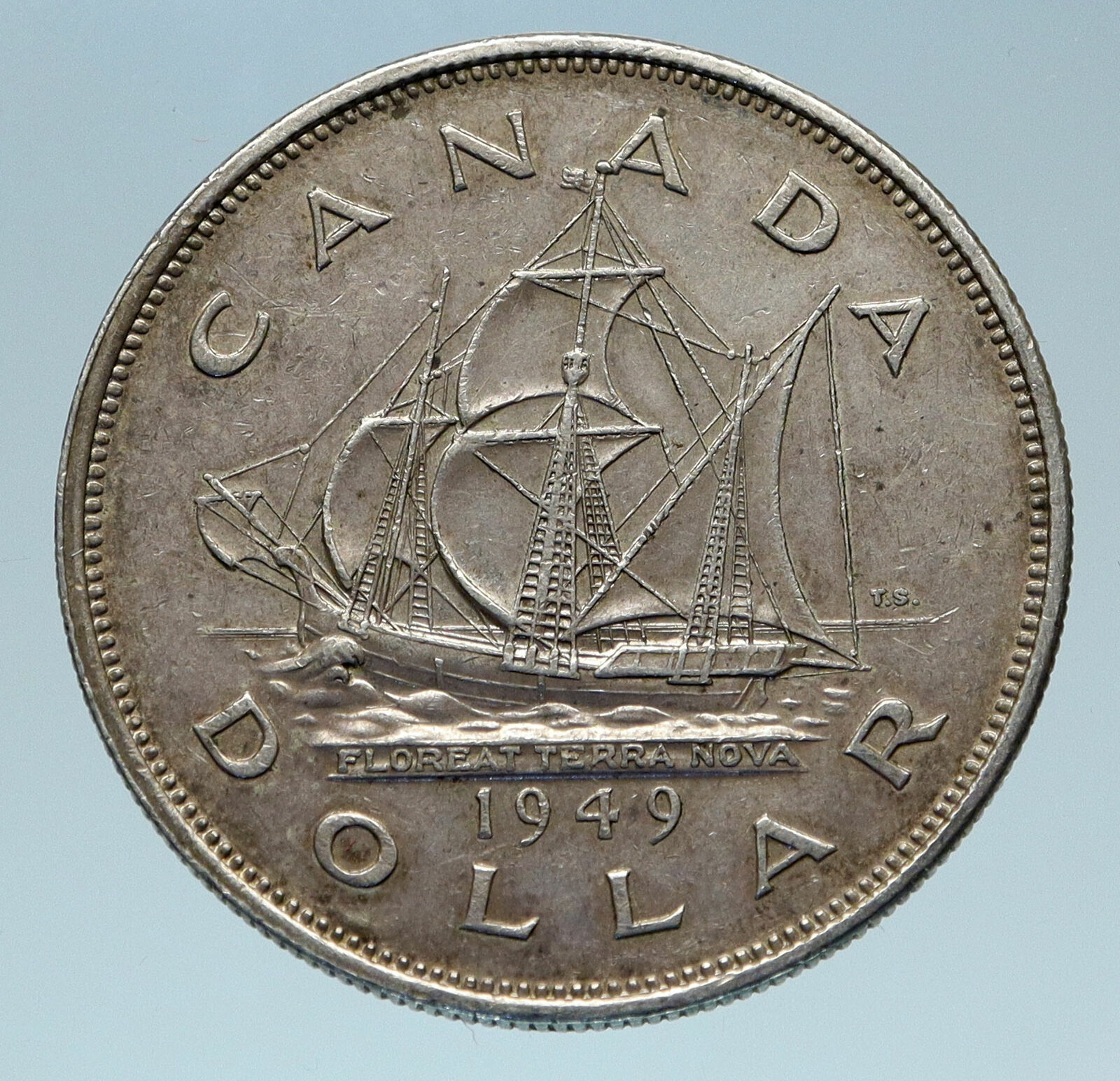 1949 CANADA UK King George VI SHIP Newfoundland OLD Silver Dollar Coin i82727