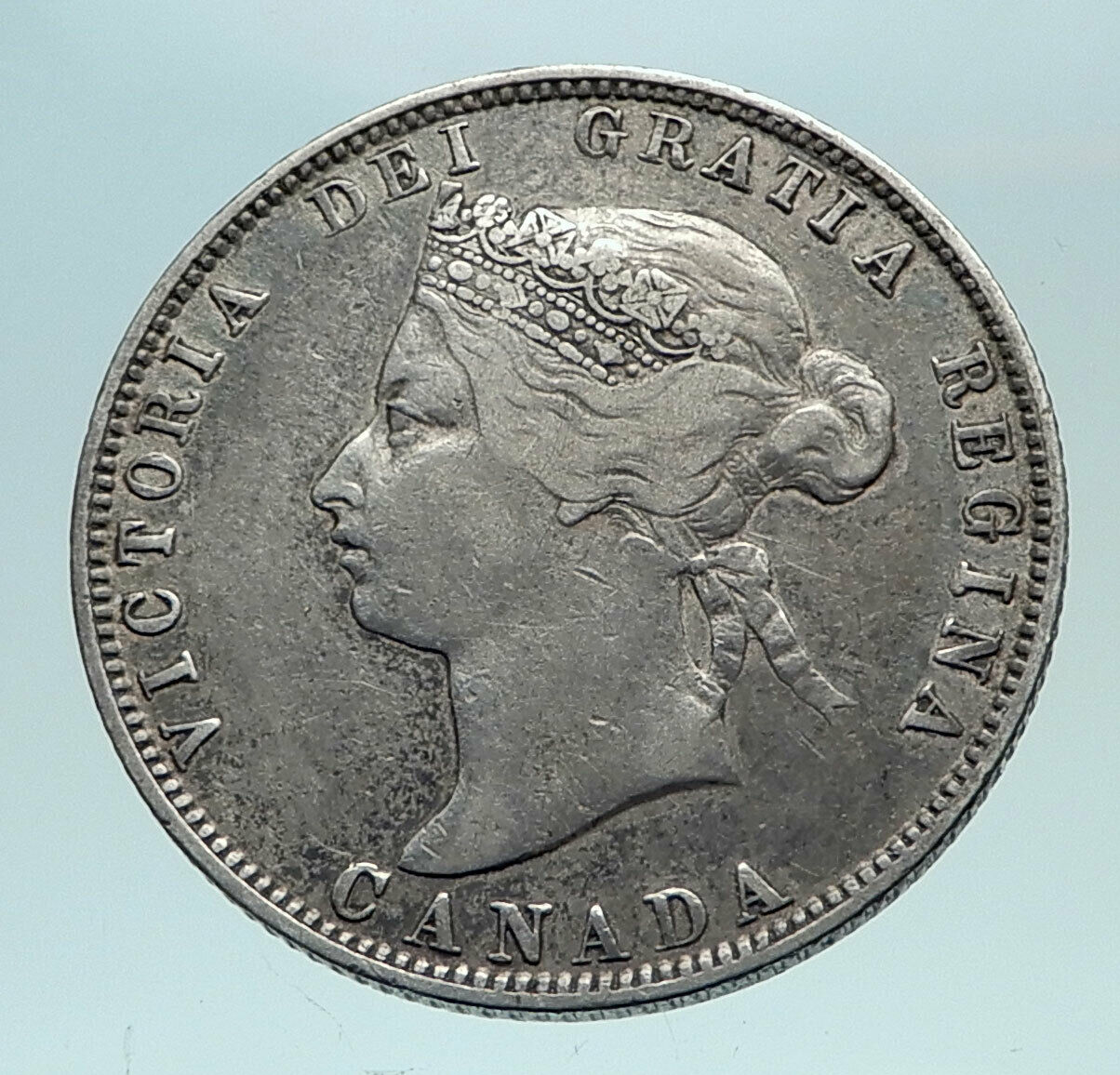 1872 H CANADA UK Queen VICTORIA Authentic Antique Silver 25 Cents Coin i82557