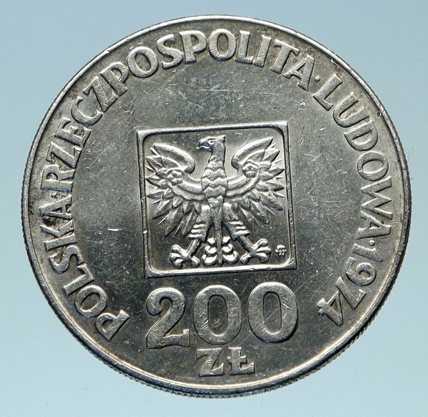 1974 Poland ANNIVERSARY Polish Peoples Republic Genuine Silver 200 Z Coin i83090