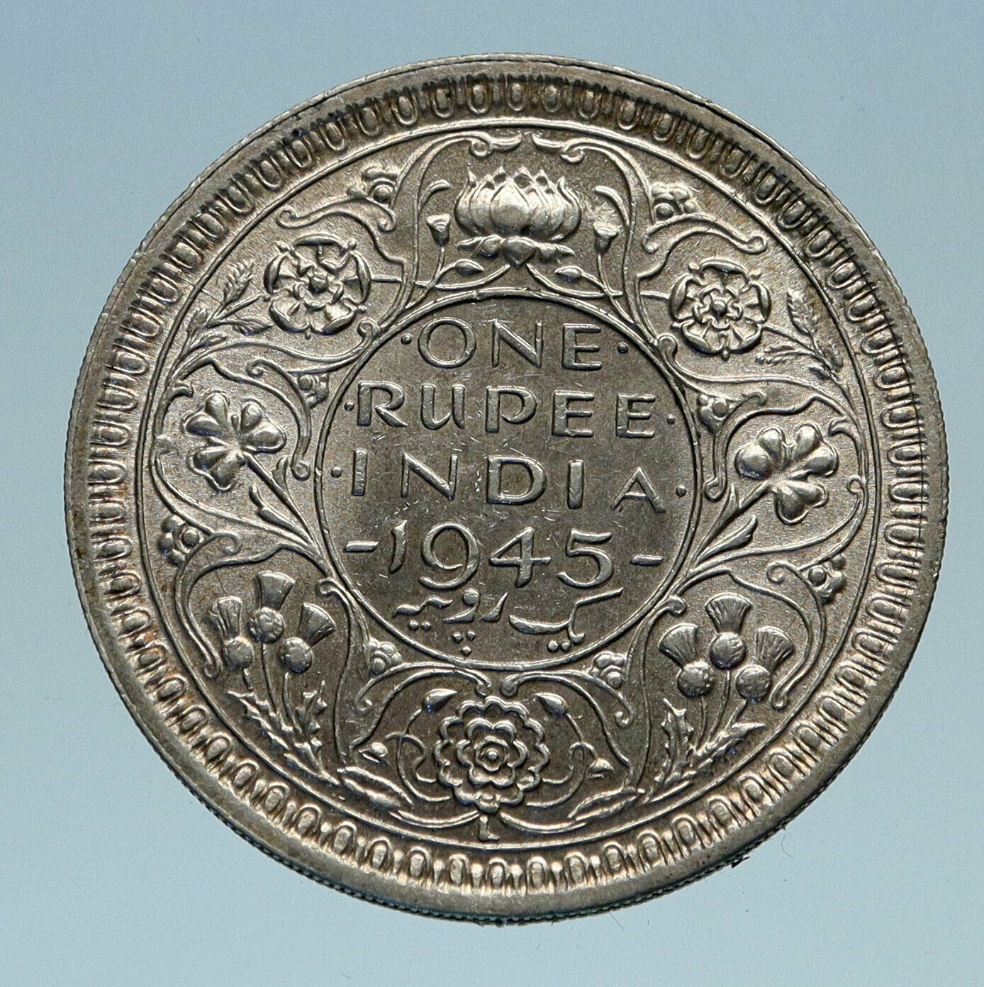 1945L INDIA UK States King George VI OLD Genuine Silver Rupee Indian Coin i82873