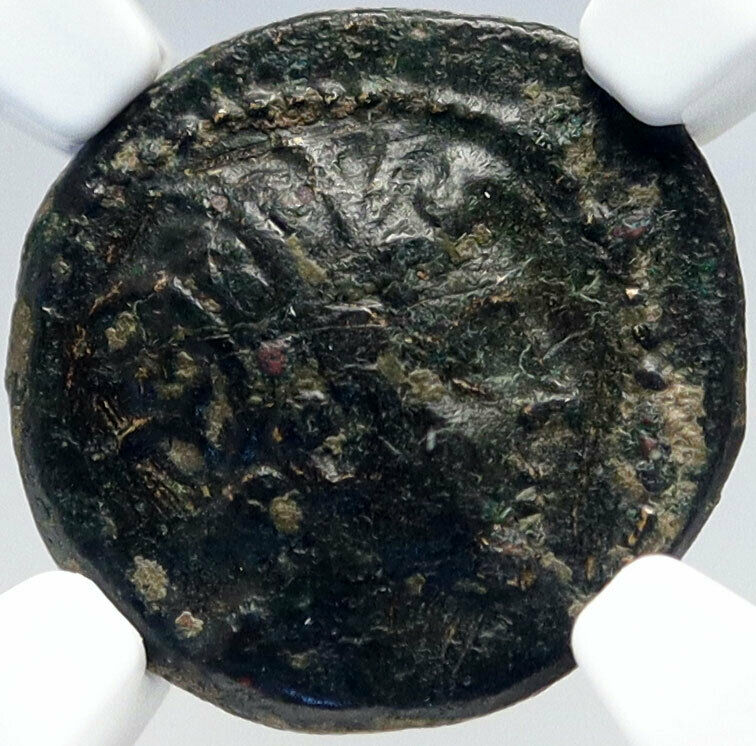 AMPHIPOLIS in MACEDONIA Authentic Ancient Greek Coin RIVER TRIDENT NGC i82622