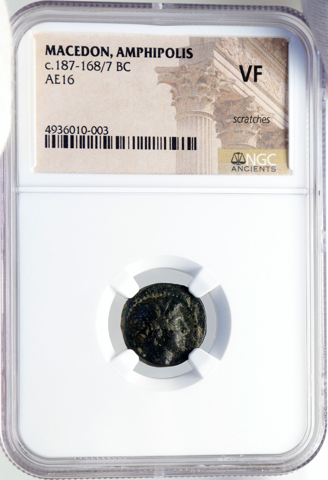 AMPHIPOLIS in MACEDONIA Authentic Ancient Greek Coin RIVER TRIDENT NGC i82622