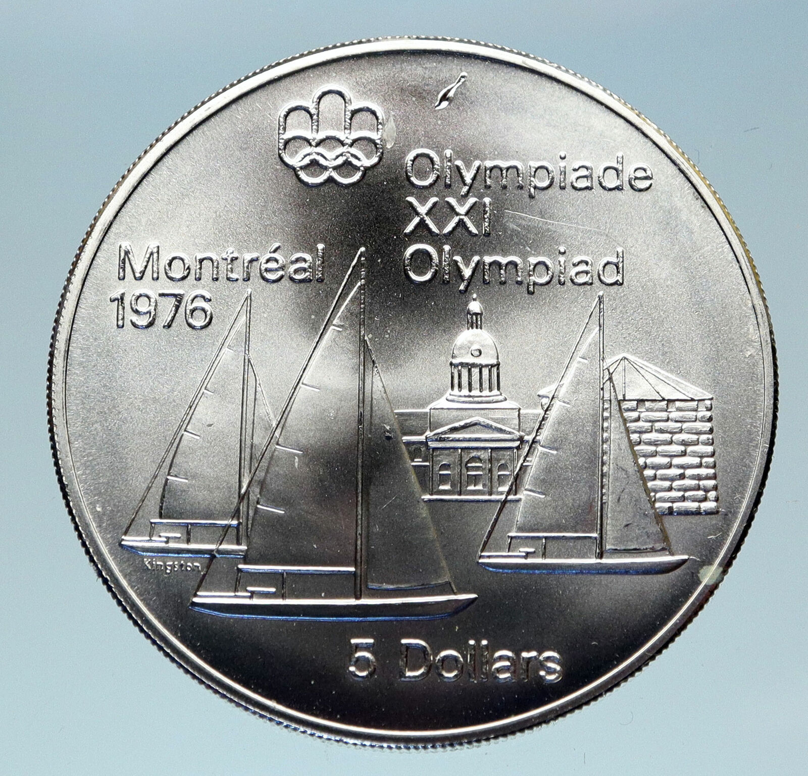 1973 CANADA Queen Elizabeth II Olympics Montreal Sailing OLD Silver Coin i83079