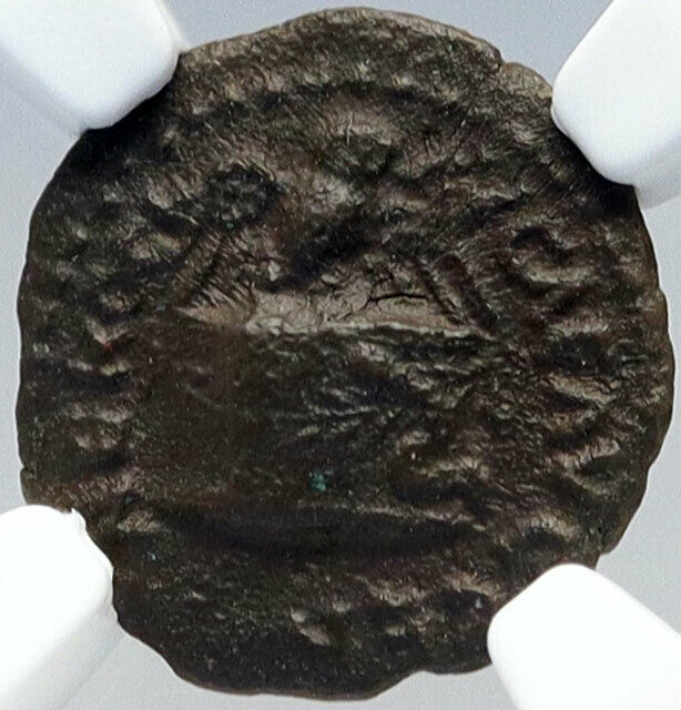 NERO Authentic Ancient Genuine 65AD Rome Roman Coin OWL ALTAR OLIVE NGC i82633