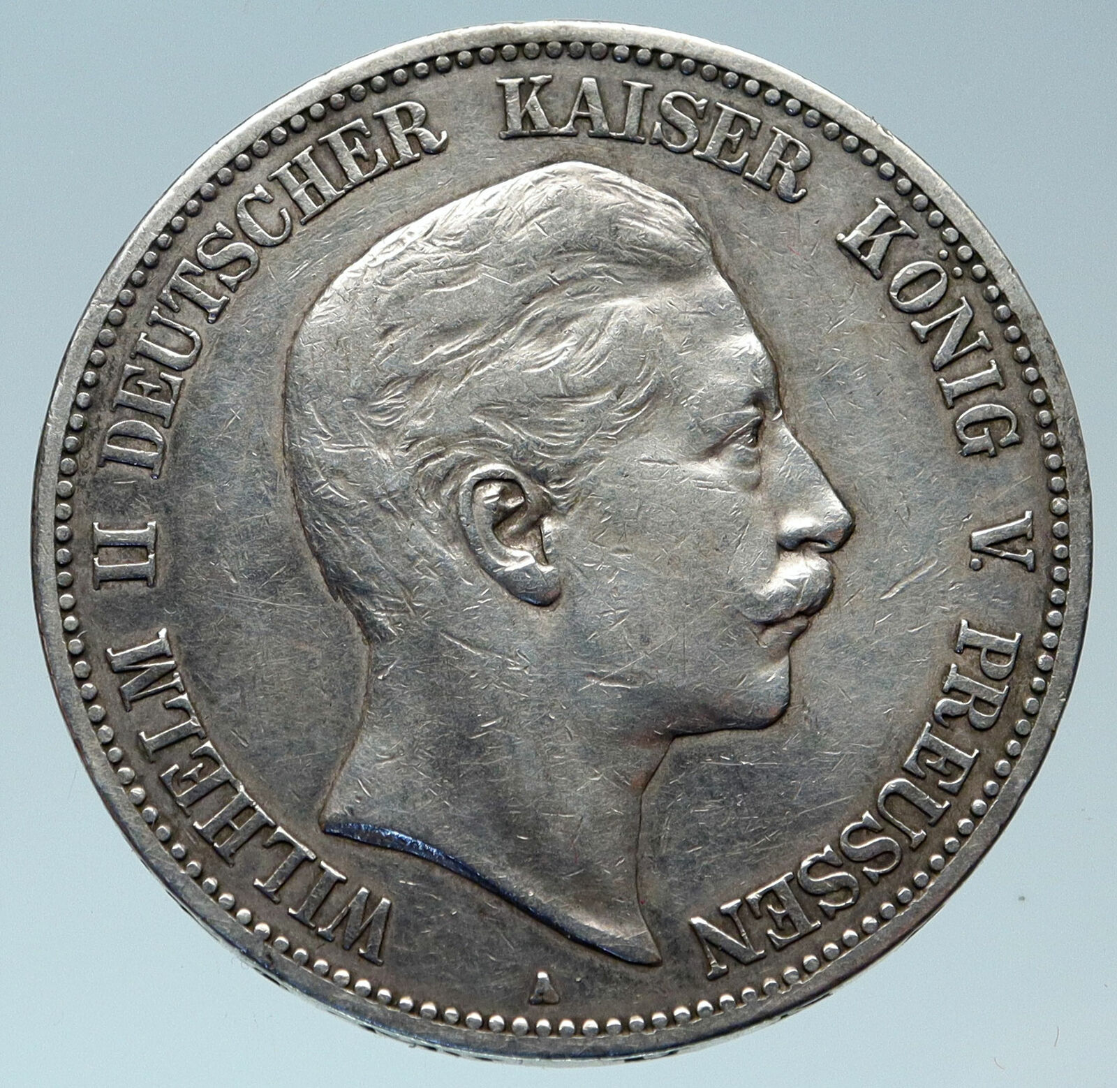 1903 GERMANY GERMAN STATES PRUSSIA WILHELM II Genuine Silver 5 Mark Coin i82932