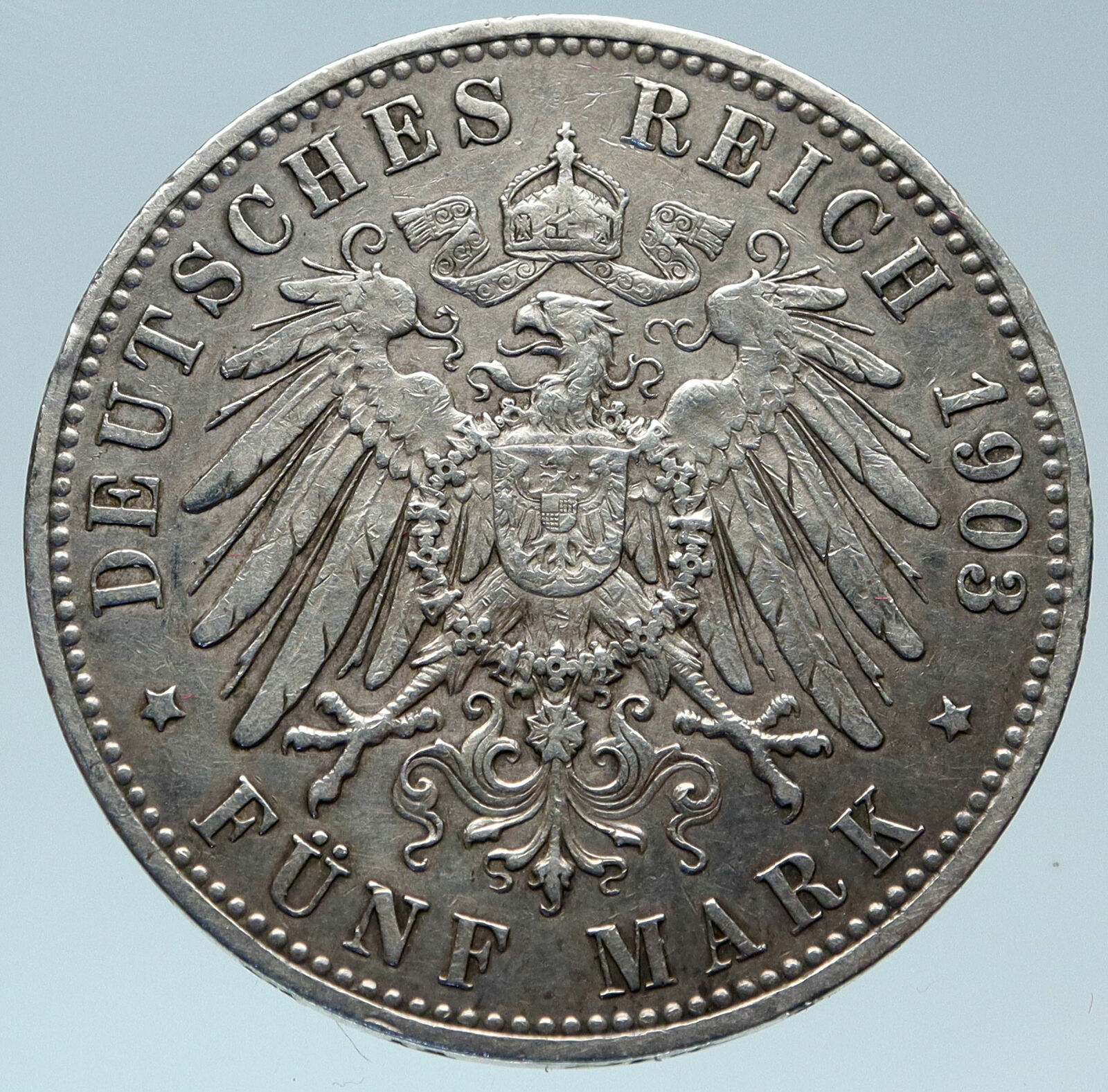 1903 GERMANY GERMAN STATES PRUSSIA WILHELM II Genuine Silver 5 Mark Coin i82932