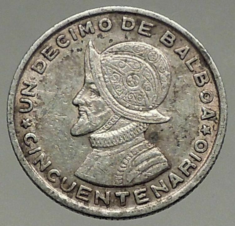 1953 PANAMA Conquistador HERO BALBOA Silver Tenth 1/10th Spanish Coin i56911