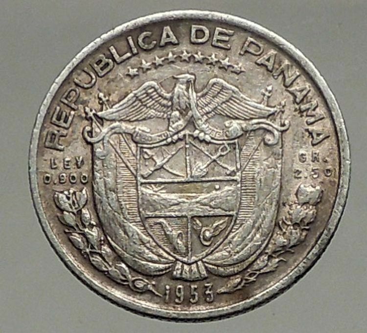 1953 PANAMA Conquistador HERO BALBOA Silver Tenth 1/10th Spanish Coin i56911