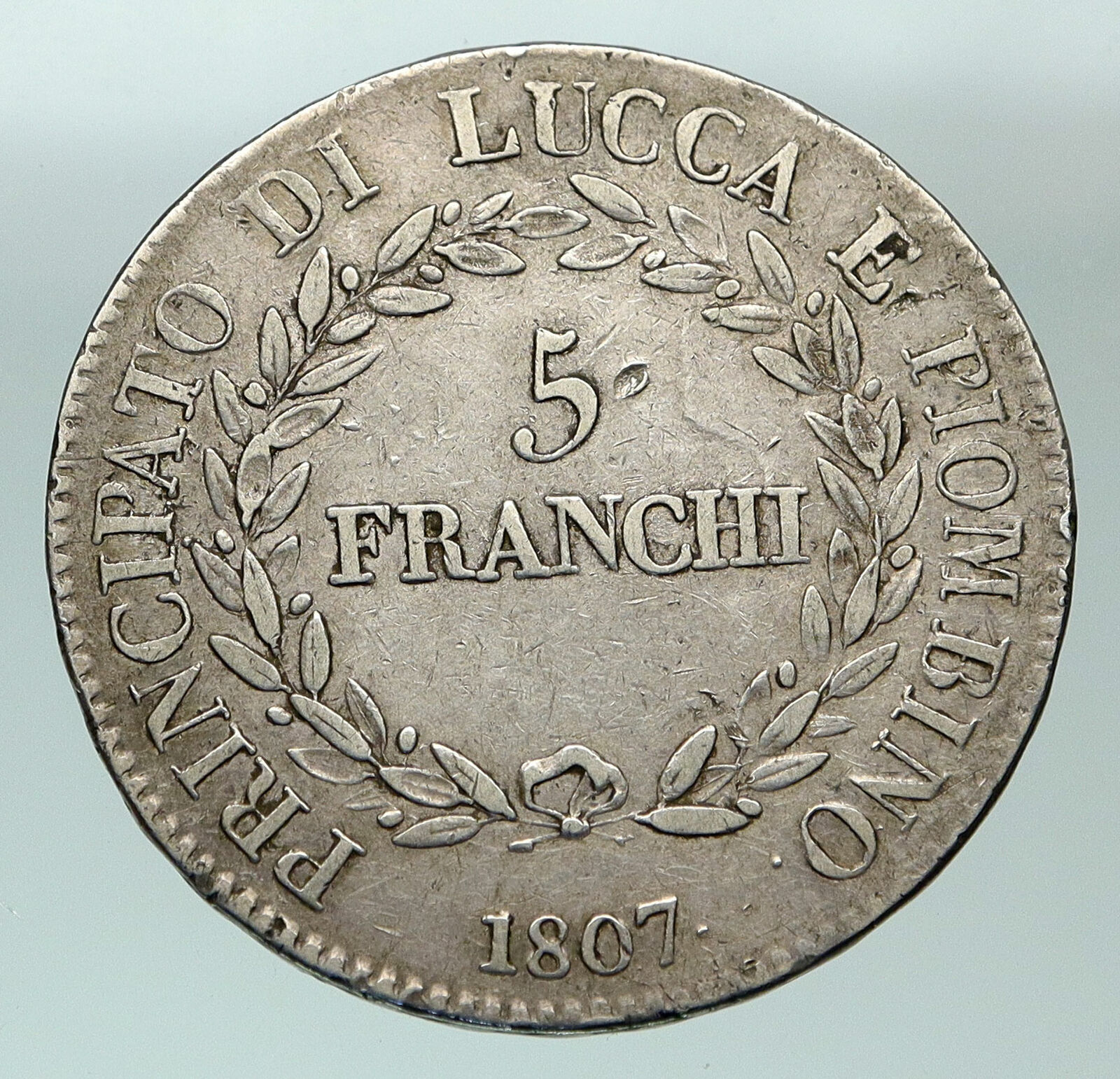 1807 ITALY Italian States LUCCA F. Baciocchi Elisa Bonaparte Silver Coin i84861