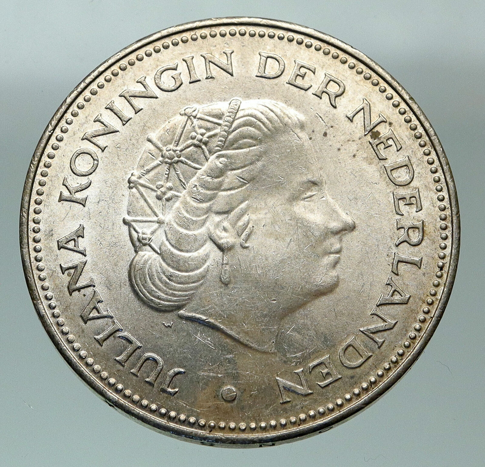 1970 Netherlands Kingdom Queen JULIANA & WILHELMINA Silver 10 Gulden Coin i84864