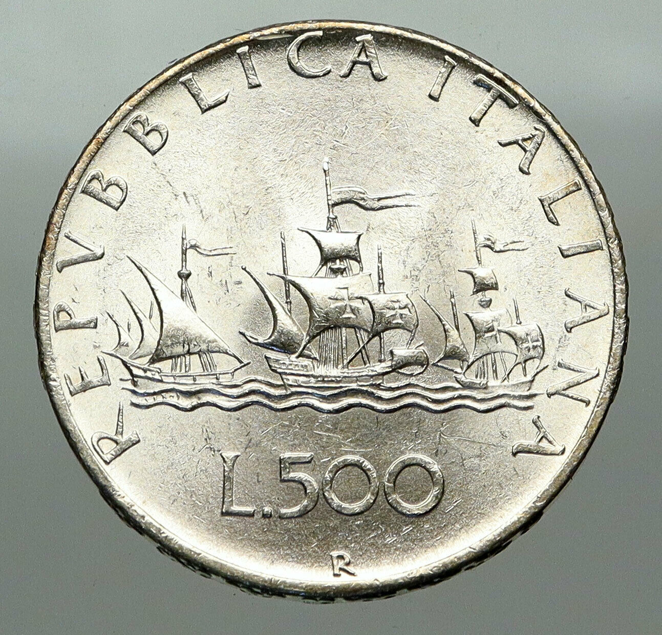 1958 ITALY - CHRISTOPHER COLUMBUS DISCOVER America SILVER Italian Coin i84901