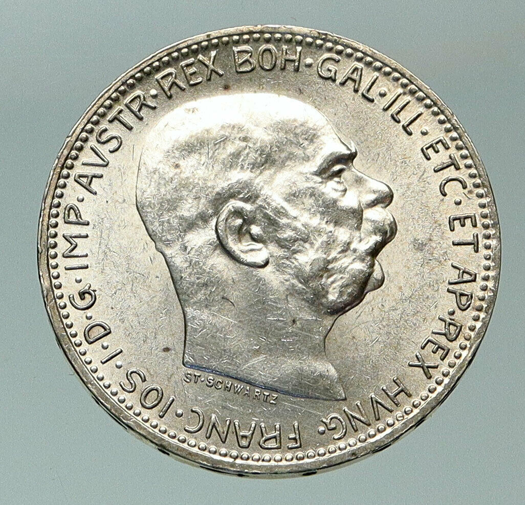 1916 AUSTRIA w KING FRANZ JOSEPH I Eagle VINTAGE Old Silver Corona Coin i84856