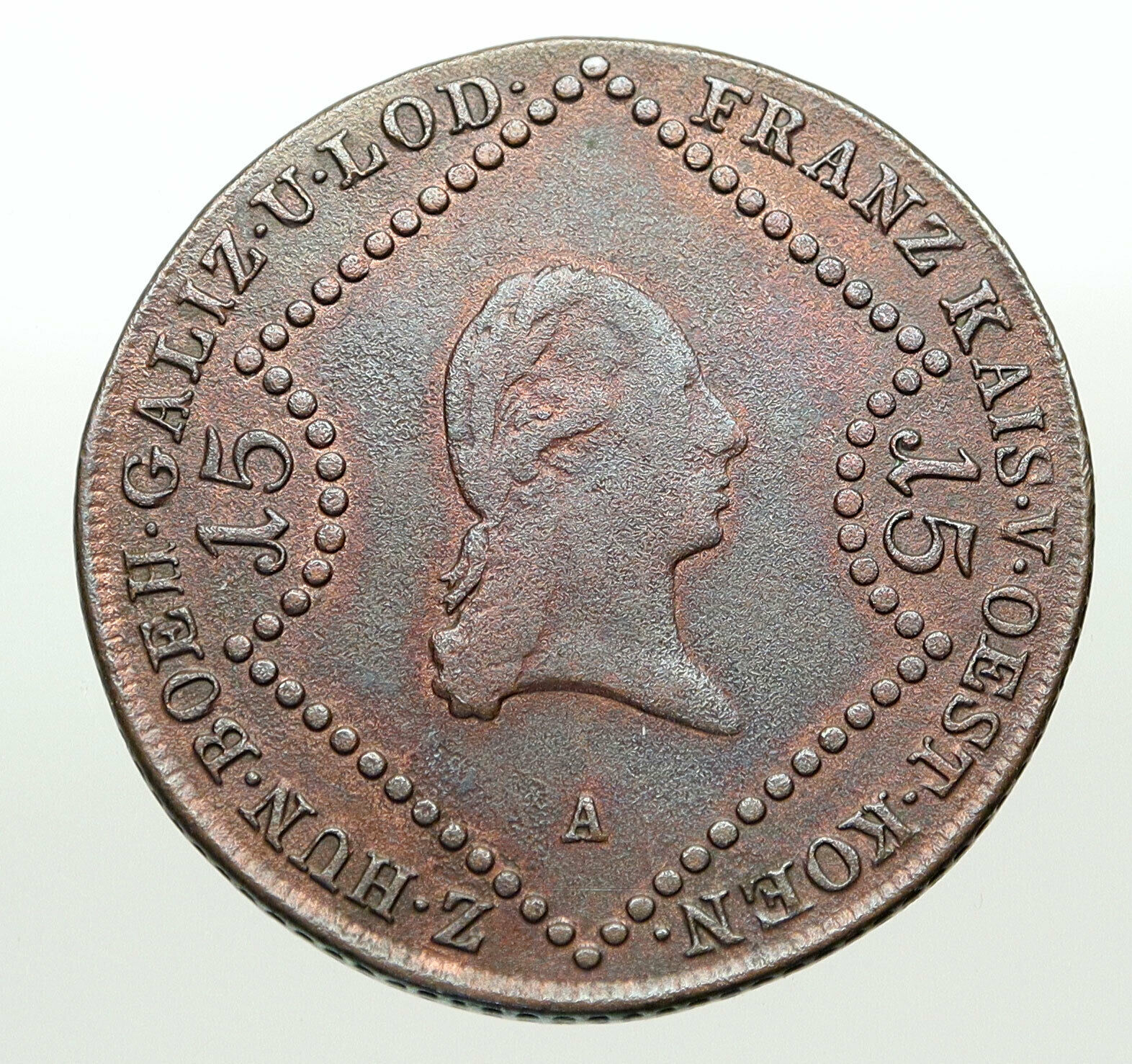 1807 AUSTRIA Emperor FRANZ Francis II OLD Antique 15Kreuzer Austrian Coin i84913