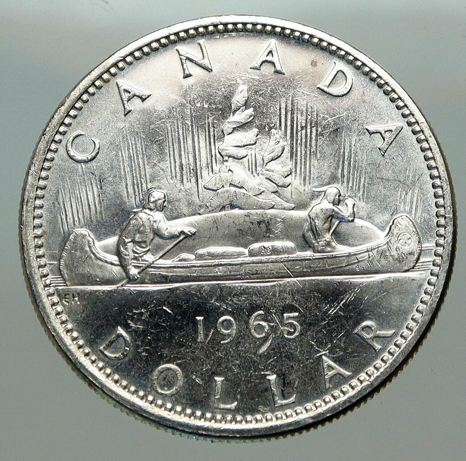 1965 CANADA w UK Queen Elizabeth II Voyagers Genuine Silver Dollar Coin i85082