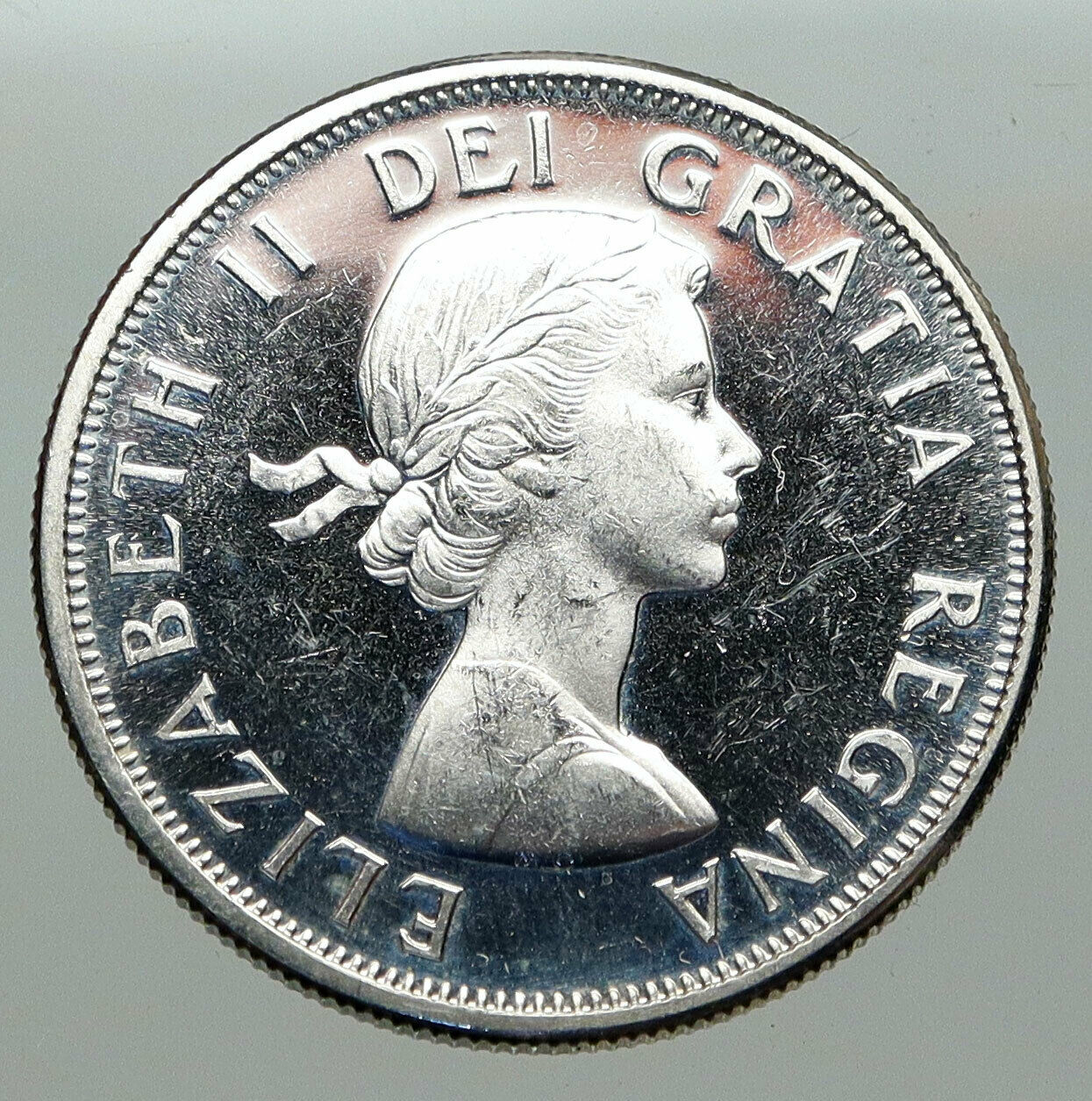 1964 CANADA Queen Elizabeth II Arms Old PROOF-LIKE SILVER 50 Cents Coin i85078