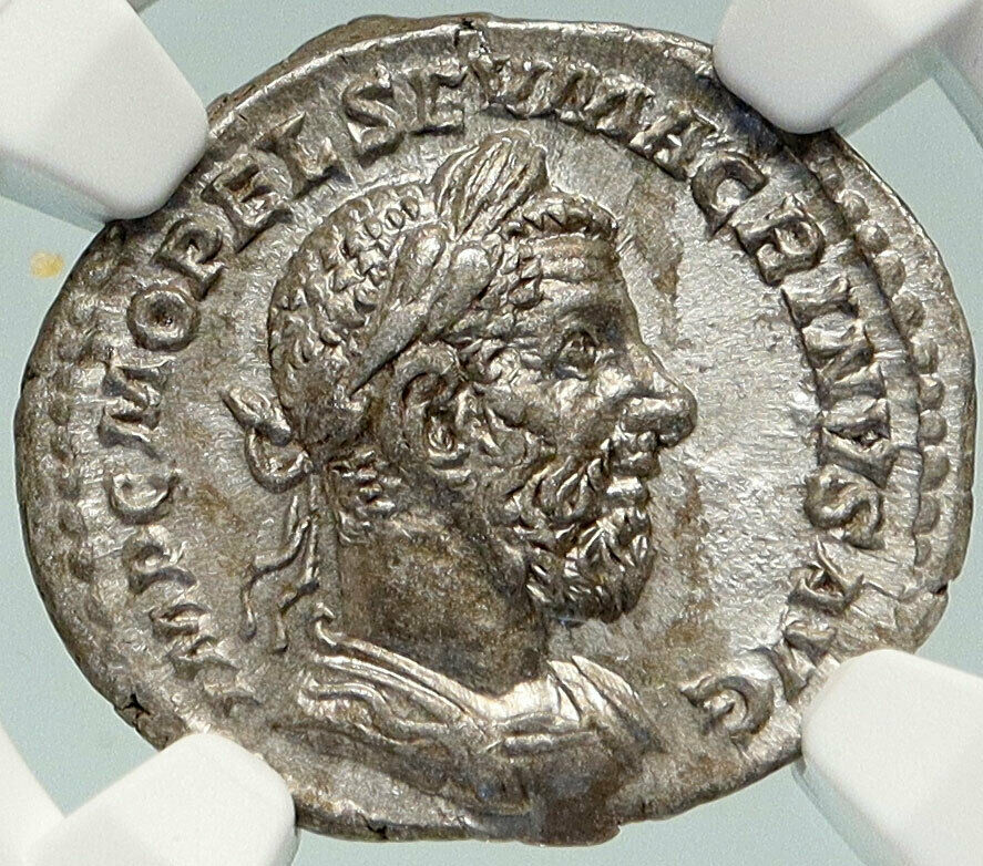 MACRINUS Authentic Ancient 218AD VICTORIA PARTHICA Silver Roman Coin NGC i84936