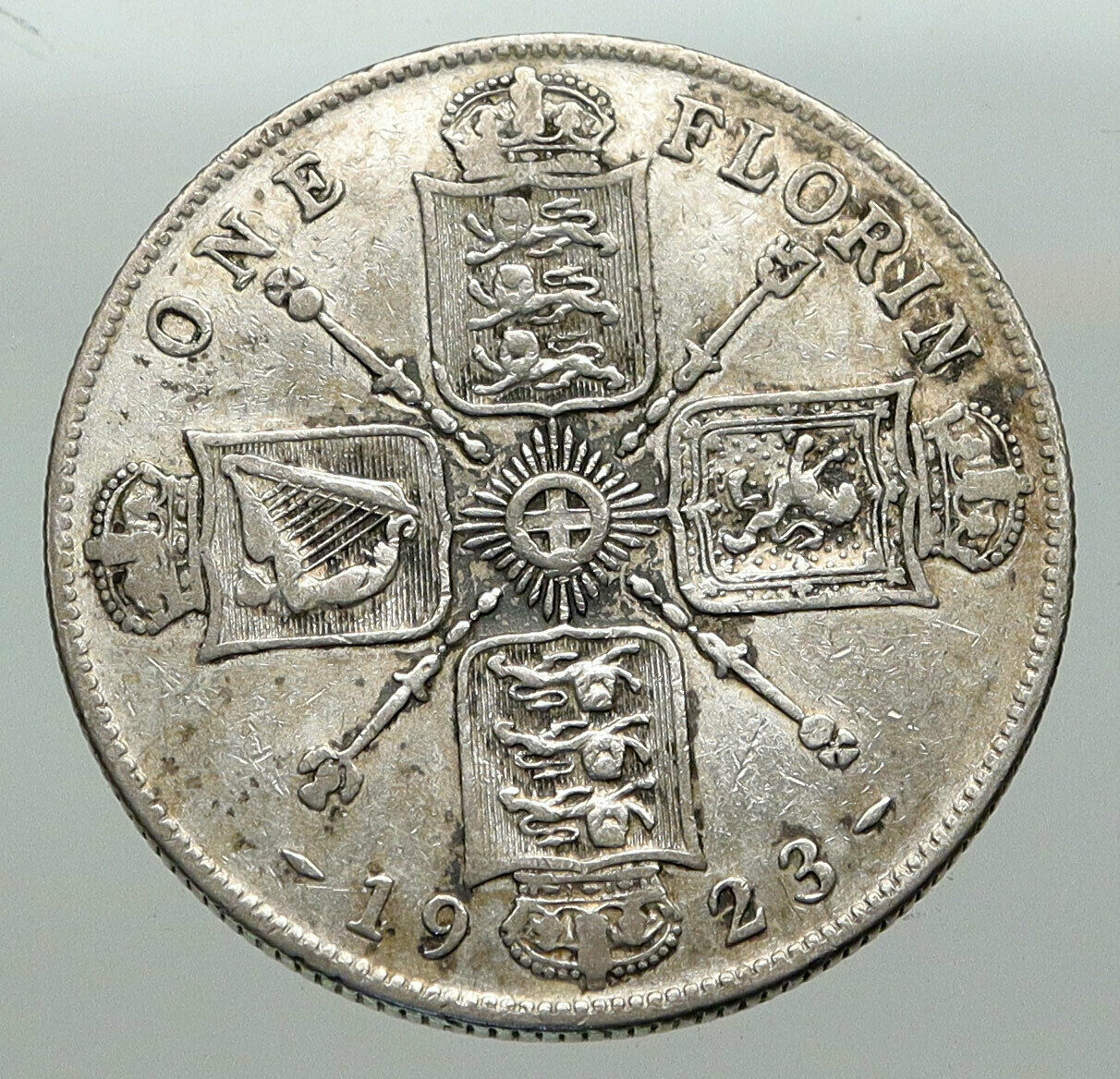 1923 United Kingdom Great Britain GEORGE V Silver Florin 2 Shillings Coin i85080