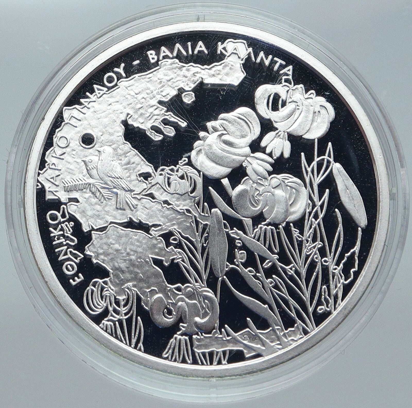 2007 GREECE National Park - Valia Kalda & Tree Flora Silver 10 Euro Coin i86203