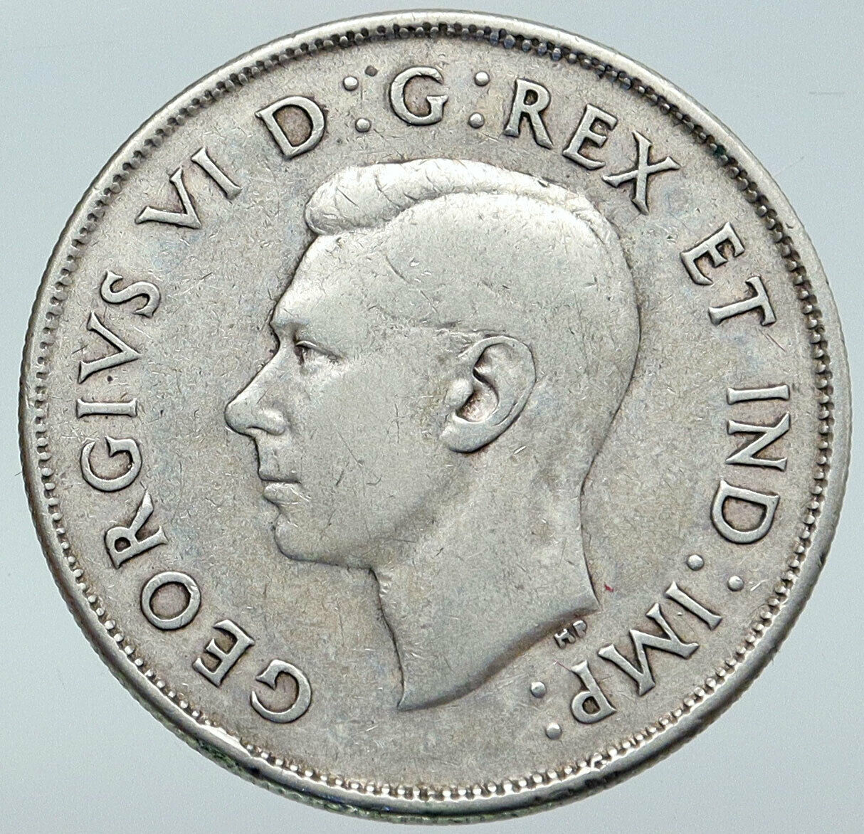 1945 CANADA WWII Time UK King GEORGE VI Coat-of-Arms SILVER 50 Cents Coin i86116