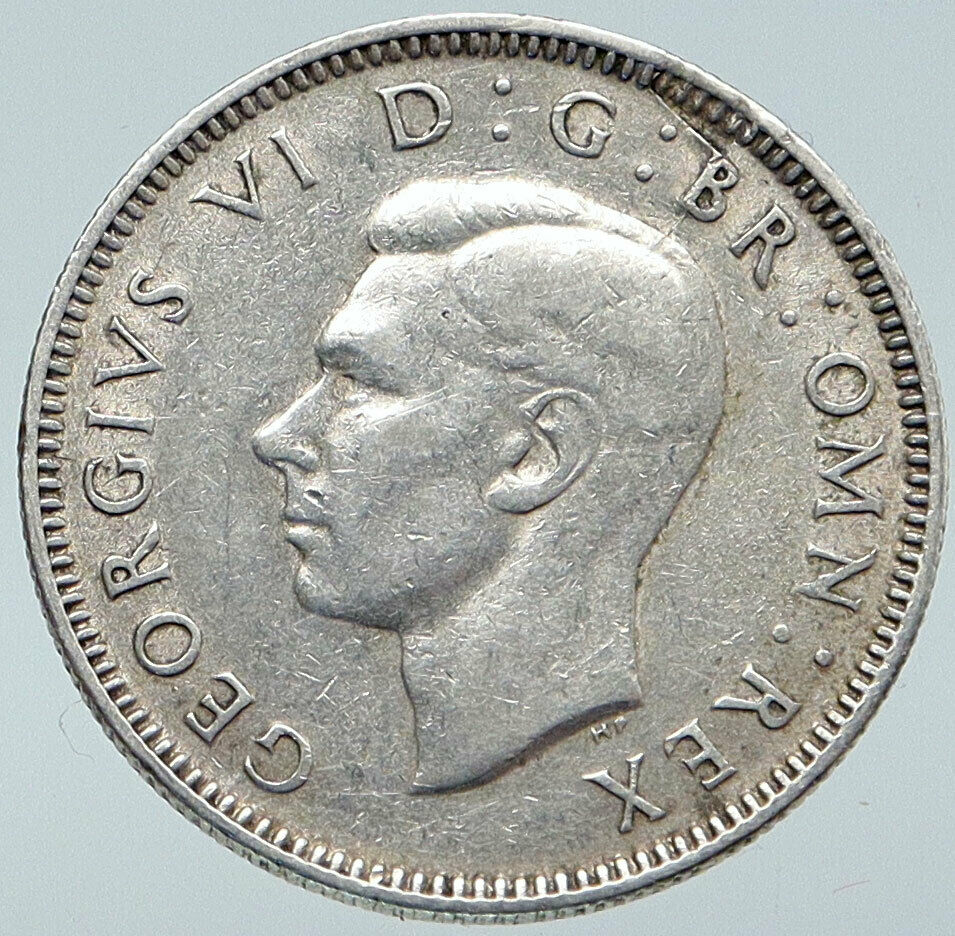 1942 United Kingdom UK Great Britain GEORGE VI Silver Shilling Coin LION i86119