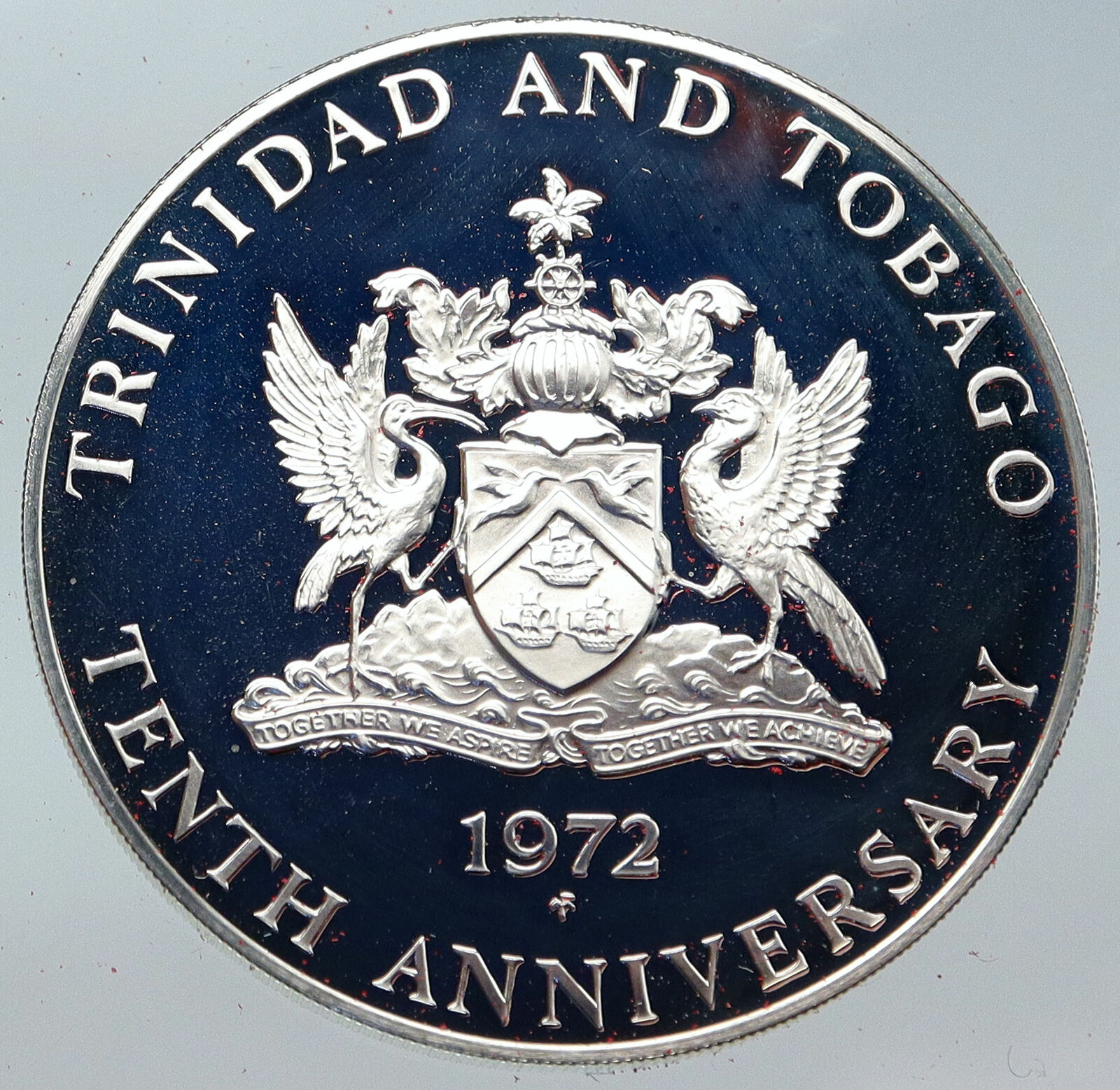 1972 TRINIDAD and TOBAGO Islands 10th 4.2cm OLD Proof Silver $5 Coin NGC i86238