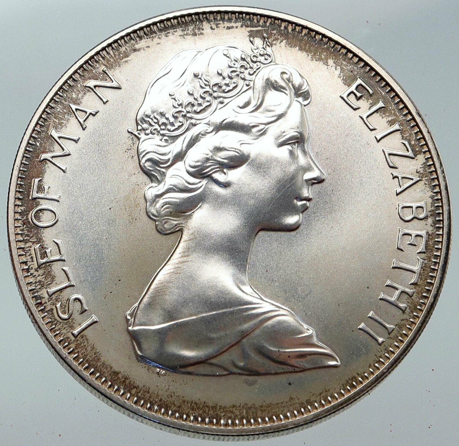 1977 ISLE of MAN Queen Elizabeth II 25Y VINTAGE Silver Jubilee Crown Coin i86243