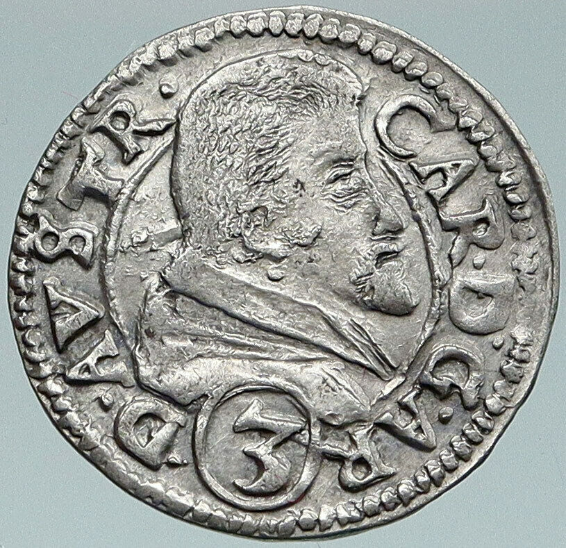 1614 AUSTRIA Prince Bishop CHARLES of BRIXEN Bishopric Silver 3 KR Coin i87473