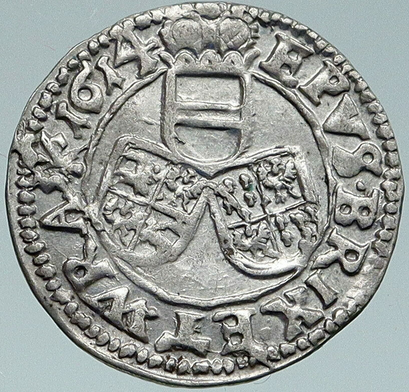 1614 AUSTRIA Prince Bishop CHARLES of BRIXEN Bishopric Silver 3 KR Coin i87473