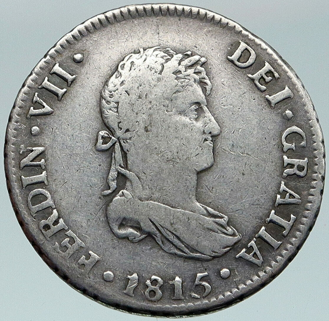 1815 JP PERU South America King FERDINAND VII Silver Peruvian 2 REAL Coin i87481