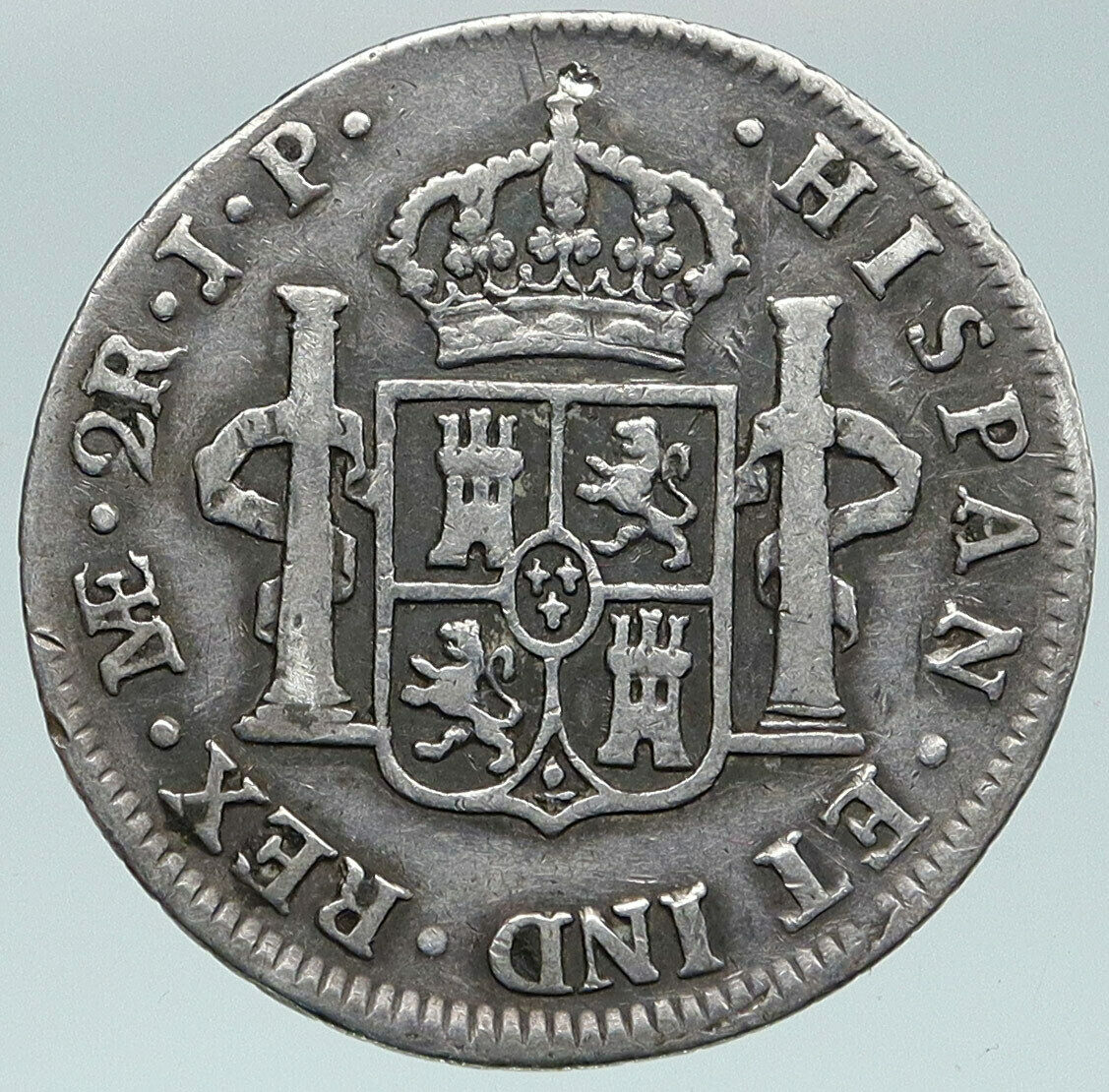 1815 JP PERU South America King FERDINAND VII Silver Peruvian 2 REAL Coin i87481