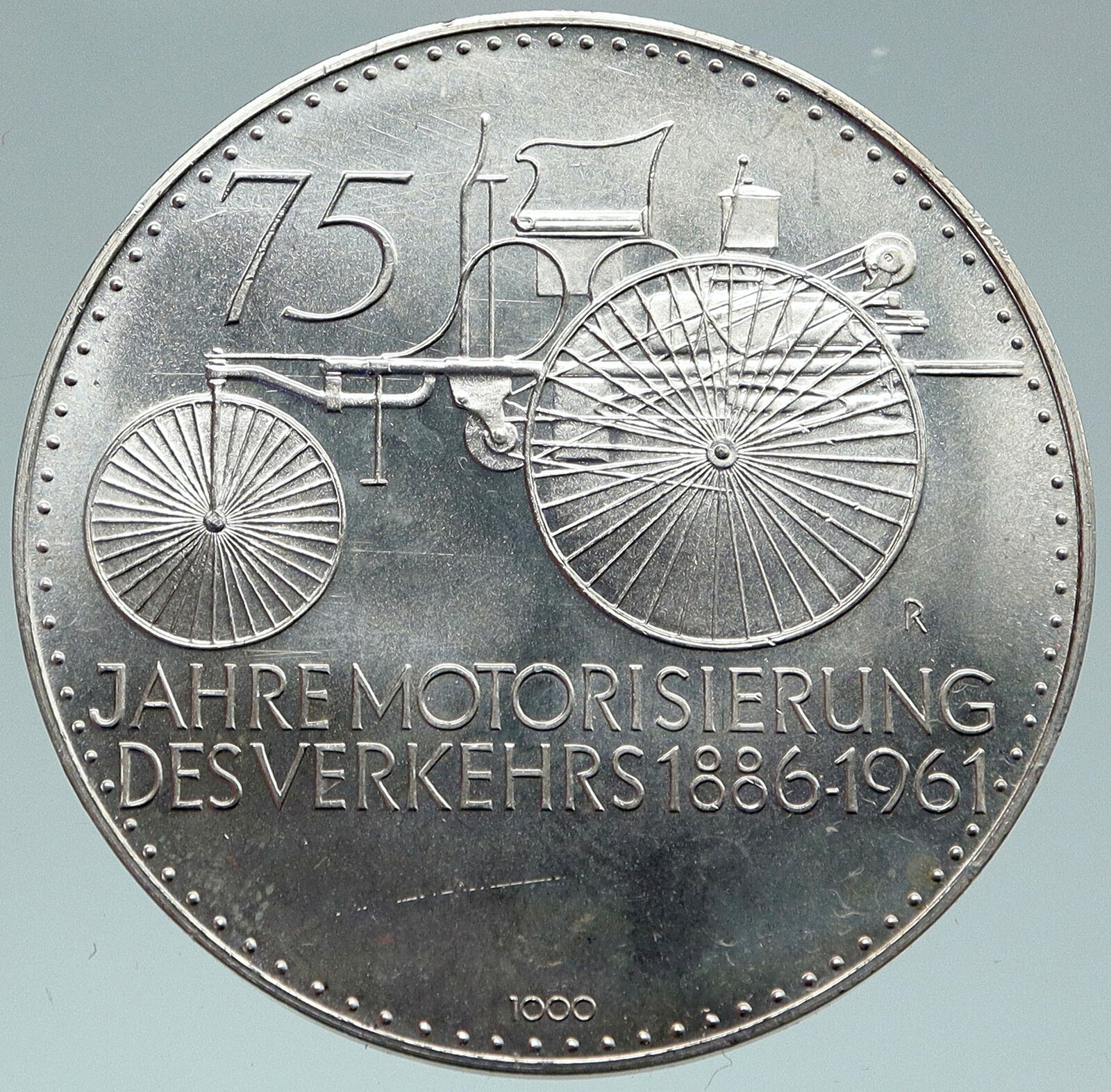 1961 GERMANY Auto 75th Anniversary MERCEDES BENZ DAIMLER Old Silver Medal i87488