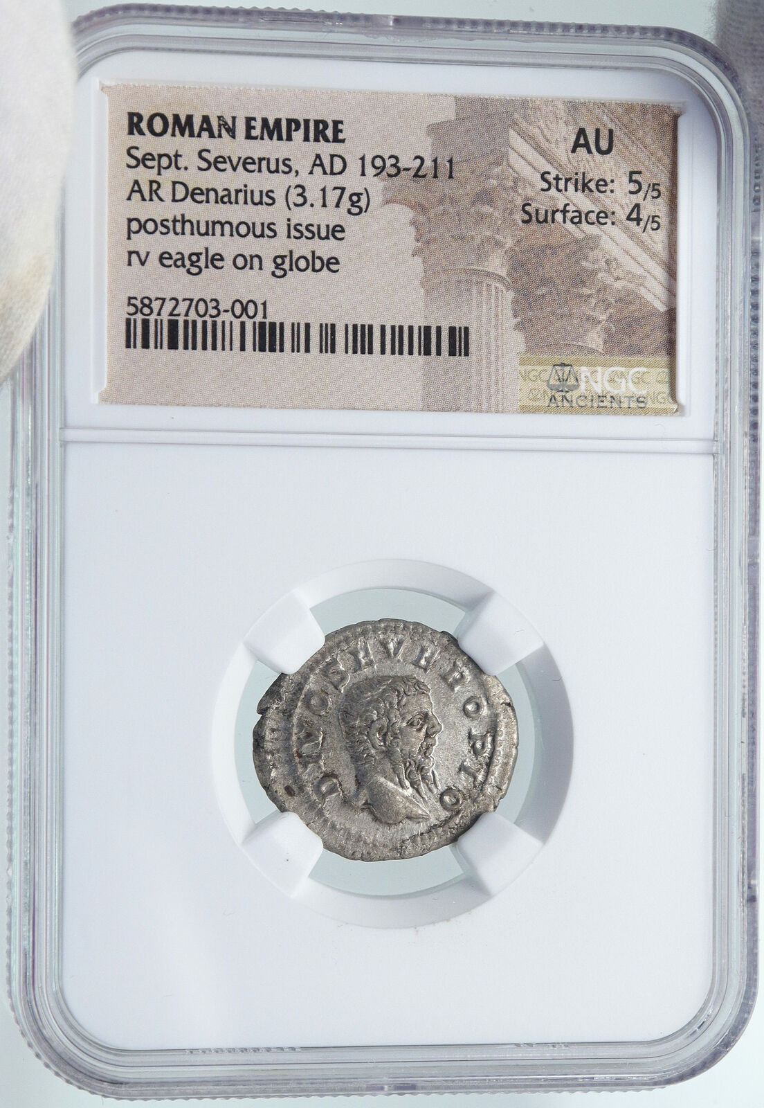 Divus SEPTIMIUS SEVERUS Ancient 211AD CONSECRATIO Silver Roman Coin NGC i87183