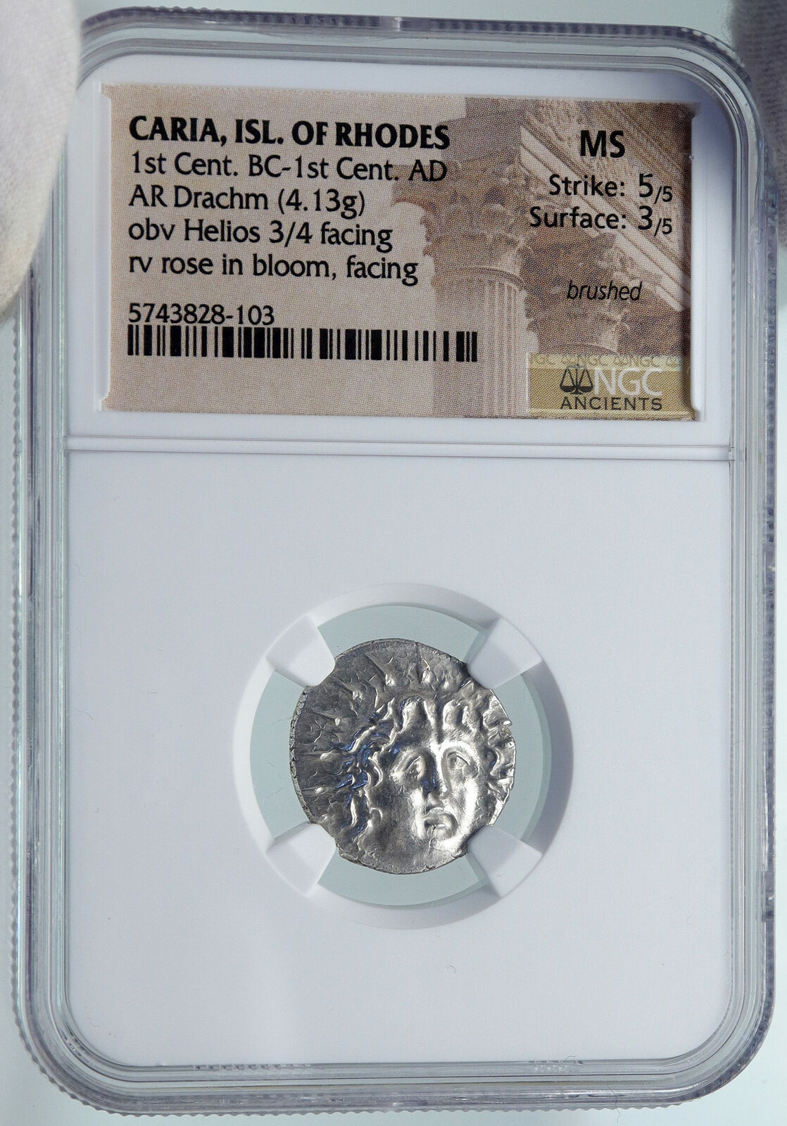 RHODES Greek Island Off Caria Authentic Ancient Silver Ancient Coin NGC i87185