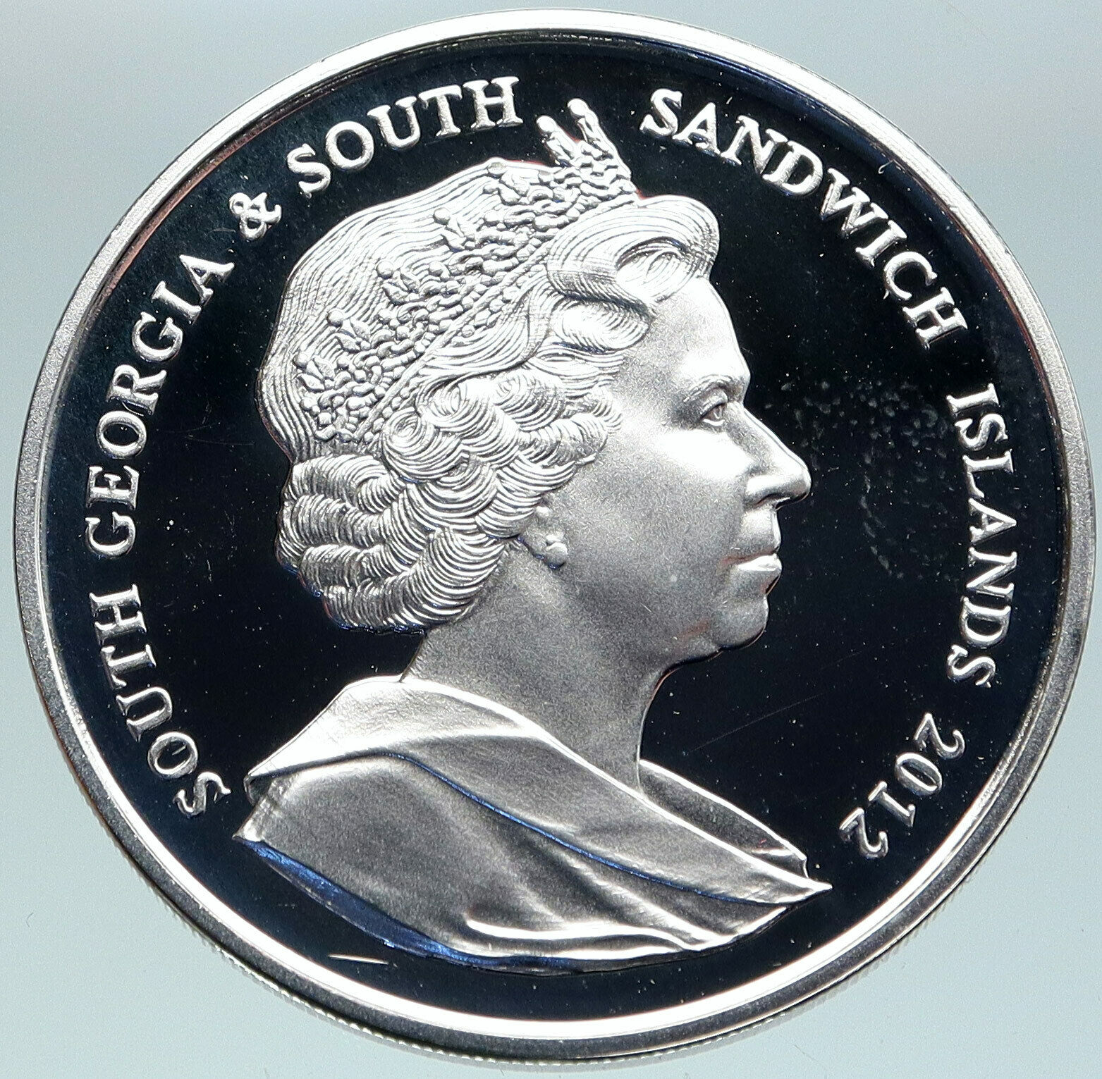 2012 S GEORGIA SANDWICH ISLANDS Queen Elizabeth II Penguin SILVER 2P Coin i87508