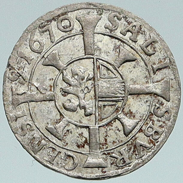 1670 AUSTRIA Bisphoric of SALZBURG Antique CROSS OLD Silver Kreuzer Coin i87492